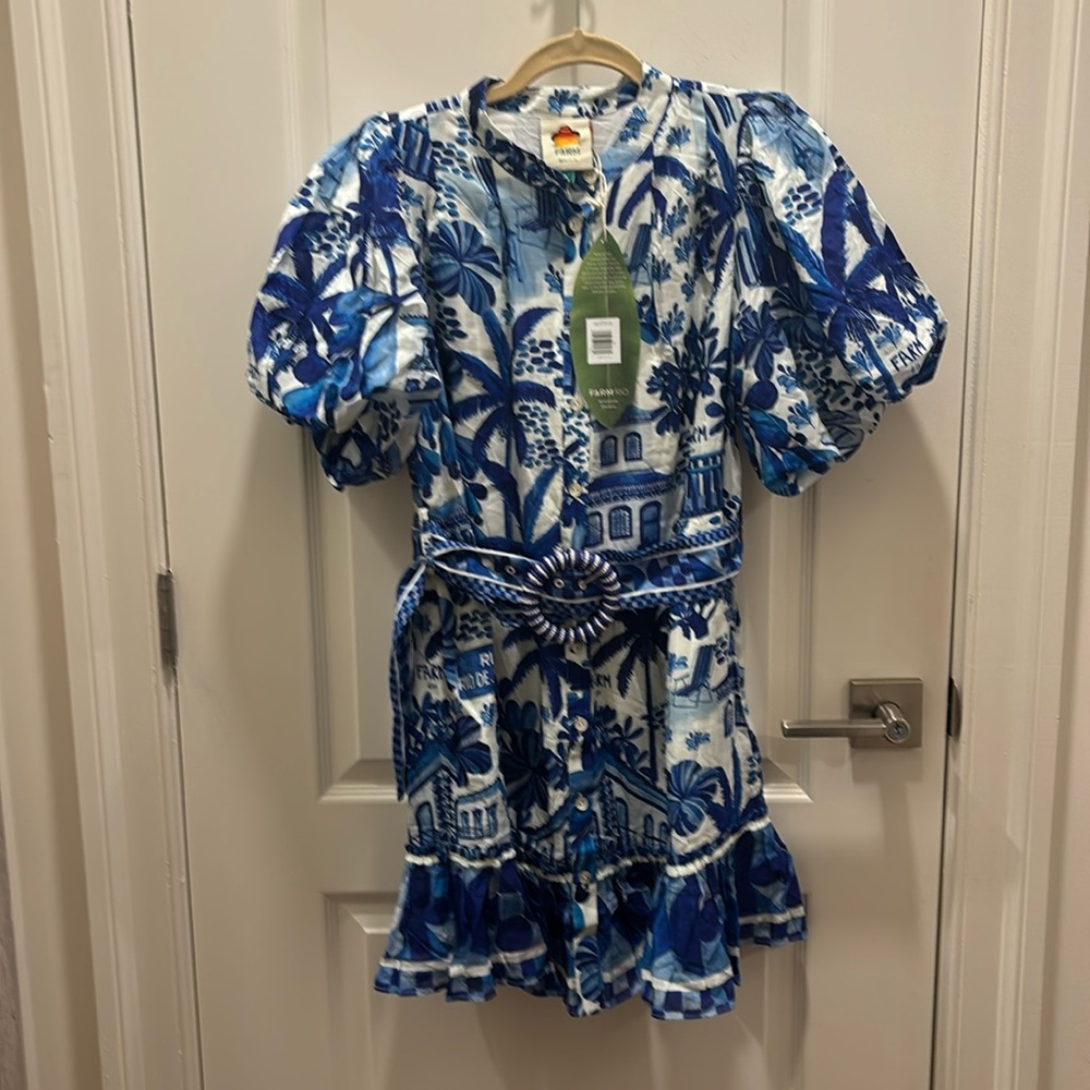 FARM RIO Women's Sweet Rio Puff-Sleeve Mini Dress